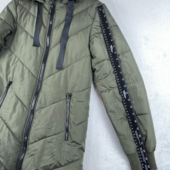 JDY Skylar Chevron Padded Jacket Long Hooded Womens Army Green Size Small - Picture 12 of 15
